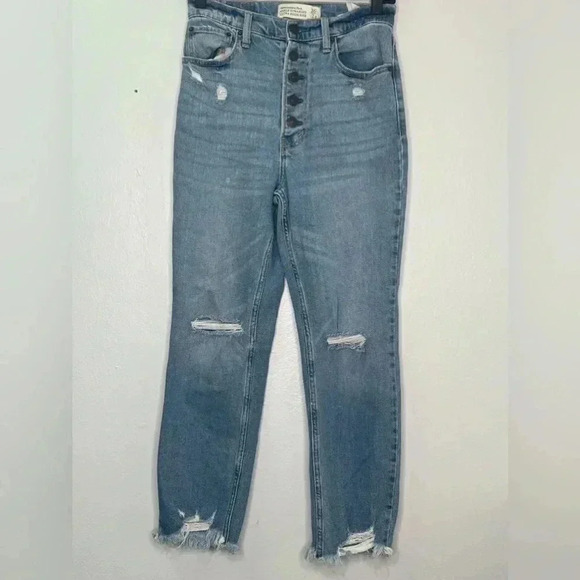 Abercrombie & Fitch Ankle‎ Straight Ultra High Rise Button Fly Jeans Sz 26 - Picture 1 of 11